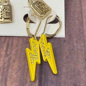 KARL LAGERFELD CUBIC ZIRCONIA GOLD LOCK AND LIGHTNING BOLT EARRINGS COMBO AM30